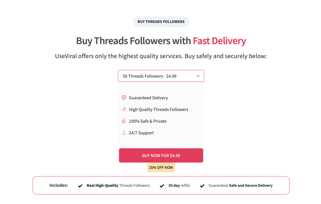 UseViral selling Threads Followers